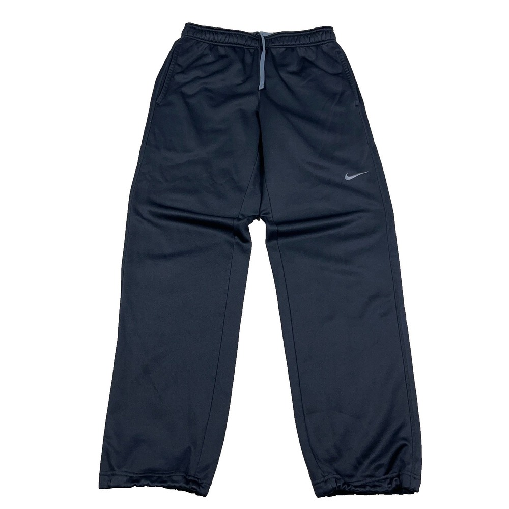 Nike Sweatpants Men Small Black Gray Jogger Sweats Straight Leg Therma Fit Adult